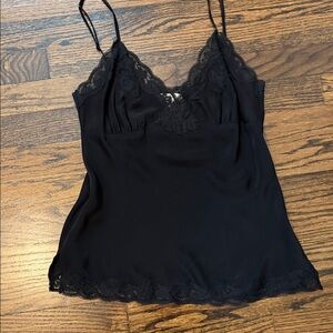 Goldhawk Black silk Lace-Trim Camisole Tank Top